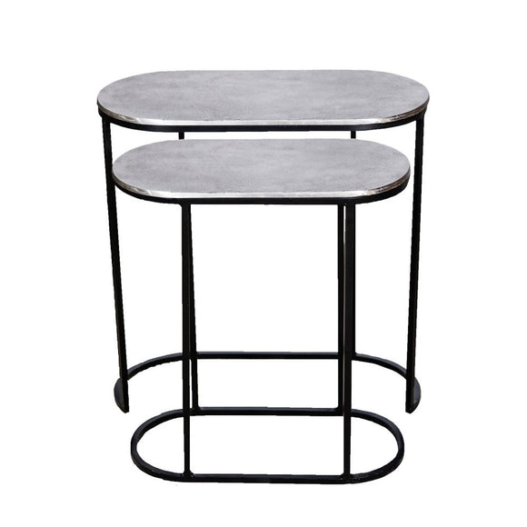 Olivia oval Side table Nickel set of 2    GH-931 SN